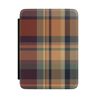 Autumn Plaid Kindle case front in rust, peach, green and navy plaid