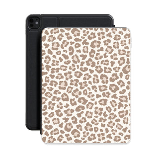 Leopard print iPad case shown with an iPad