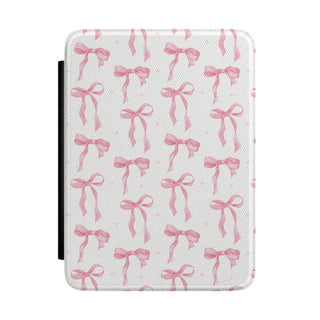 Pink Bow Kindle case with a soft pink bow print on white