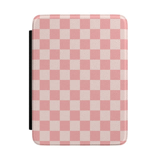 Pink Checkerboard Kindle case front cover