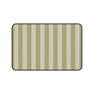 Sage Cabana Stripe desk mat with sage and oatmeal stripes