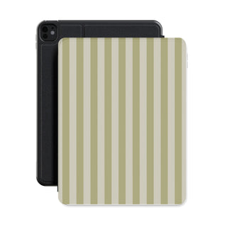 Sage Cabana Stripe iPad case on an iPad