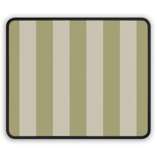 Sage Cabana Stripe mouse mat with sage and oatmeal stripes