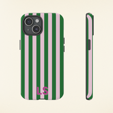 Green Cabana Stripe Personalized Tough Phone Case