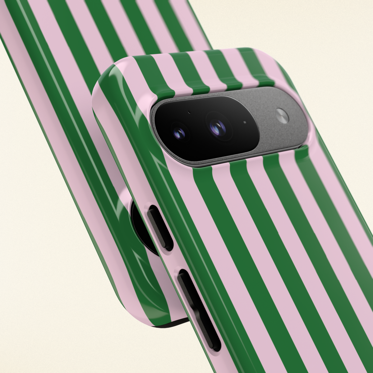 Green Cabana Stripe personalized tough phone case, view 4