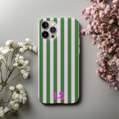 Green Cabana Stripe personalized tough phone case, view 5