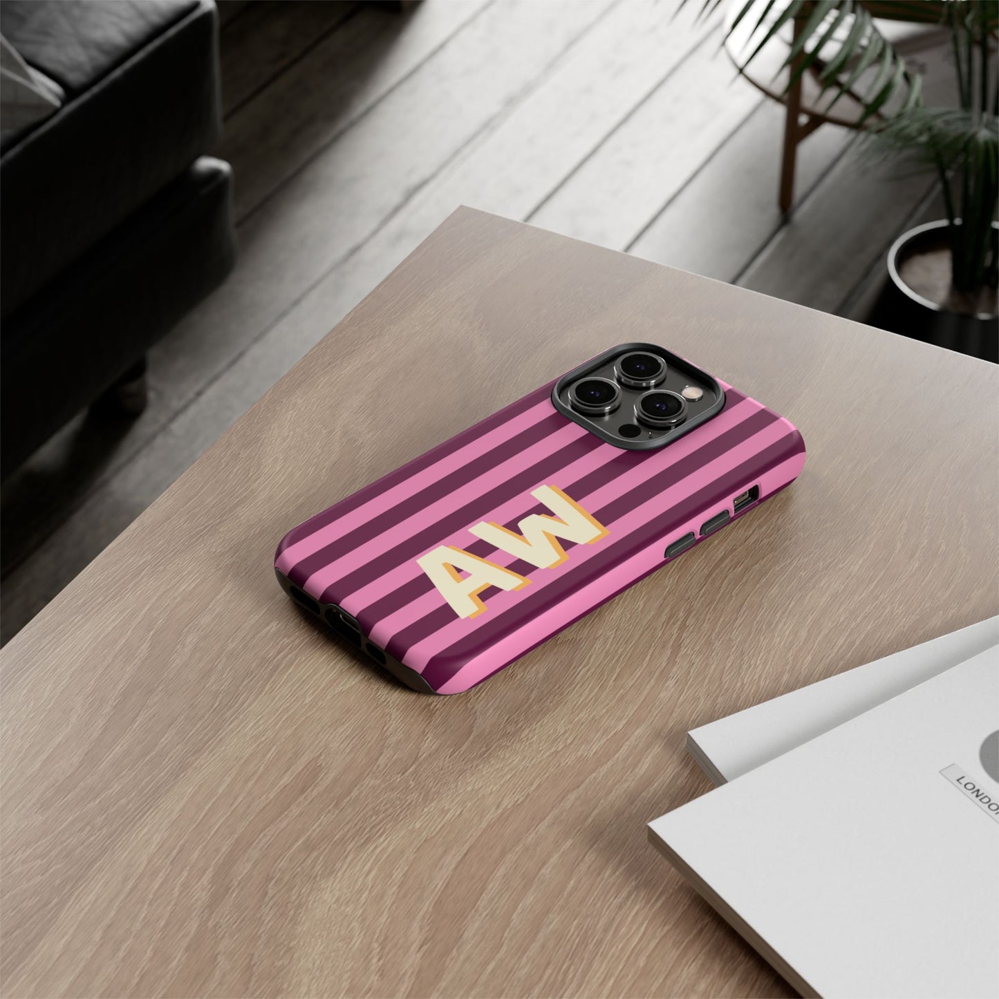 Bold Stripe Monogram Phone Case