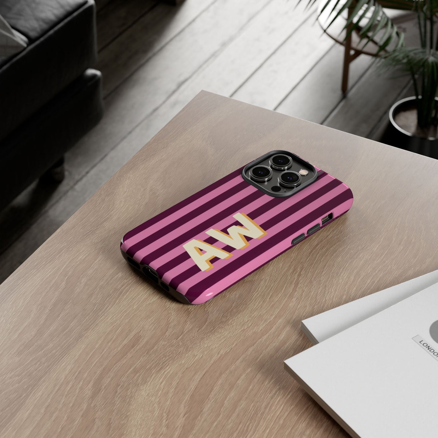 Bold Stripe Monogram Phone Case