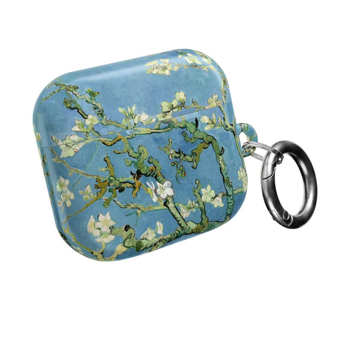Almond Blossom AirPods case closed with carabiner ring