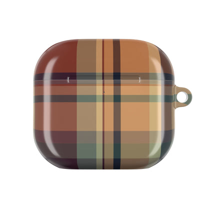 Autumn Plaid AirPods case closed, front view of the plaid