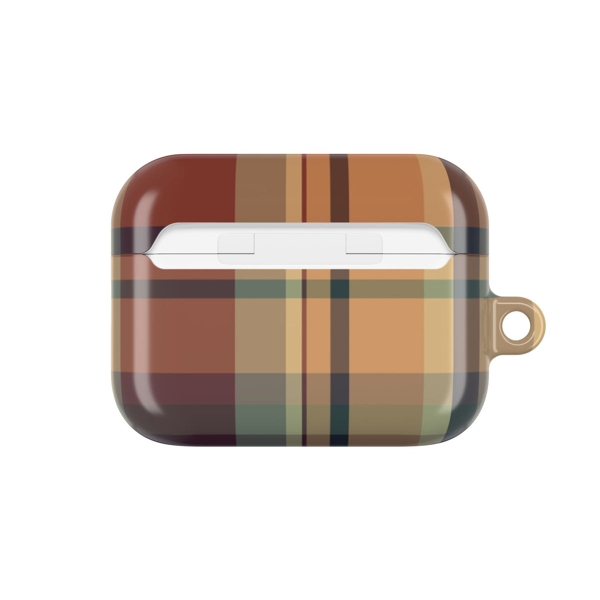 Autumn Plaid AirPods case seen from the side