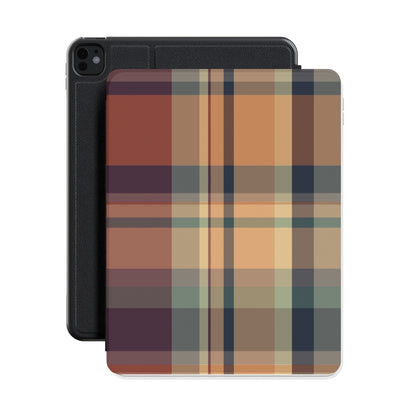 Autumn Plaid iPad case front cover over a black iPad