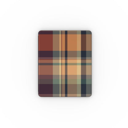Autumn Plaid iPad case closed, front view of the print