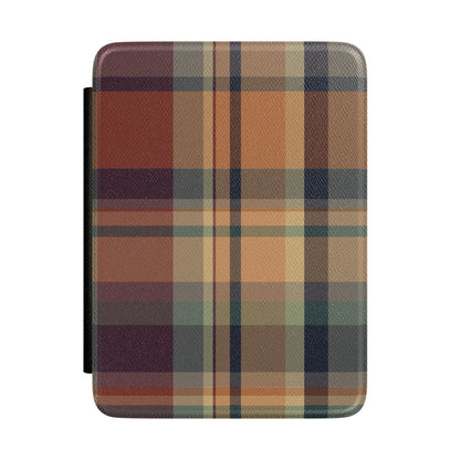 Autumn Plaid Kindle case front in rust, peach, green and navy plaid