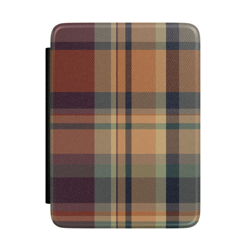 Autumn Plaid Kindle case front in rust, peach, green and navy plaid