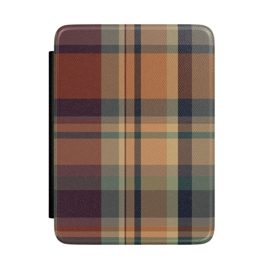 Autumn Plaid Kindle case front in rust, peach, green and navy plaid