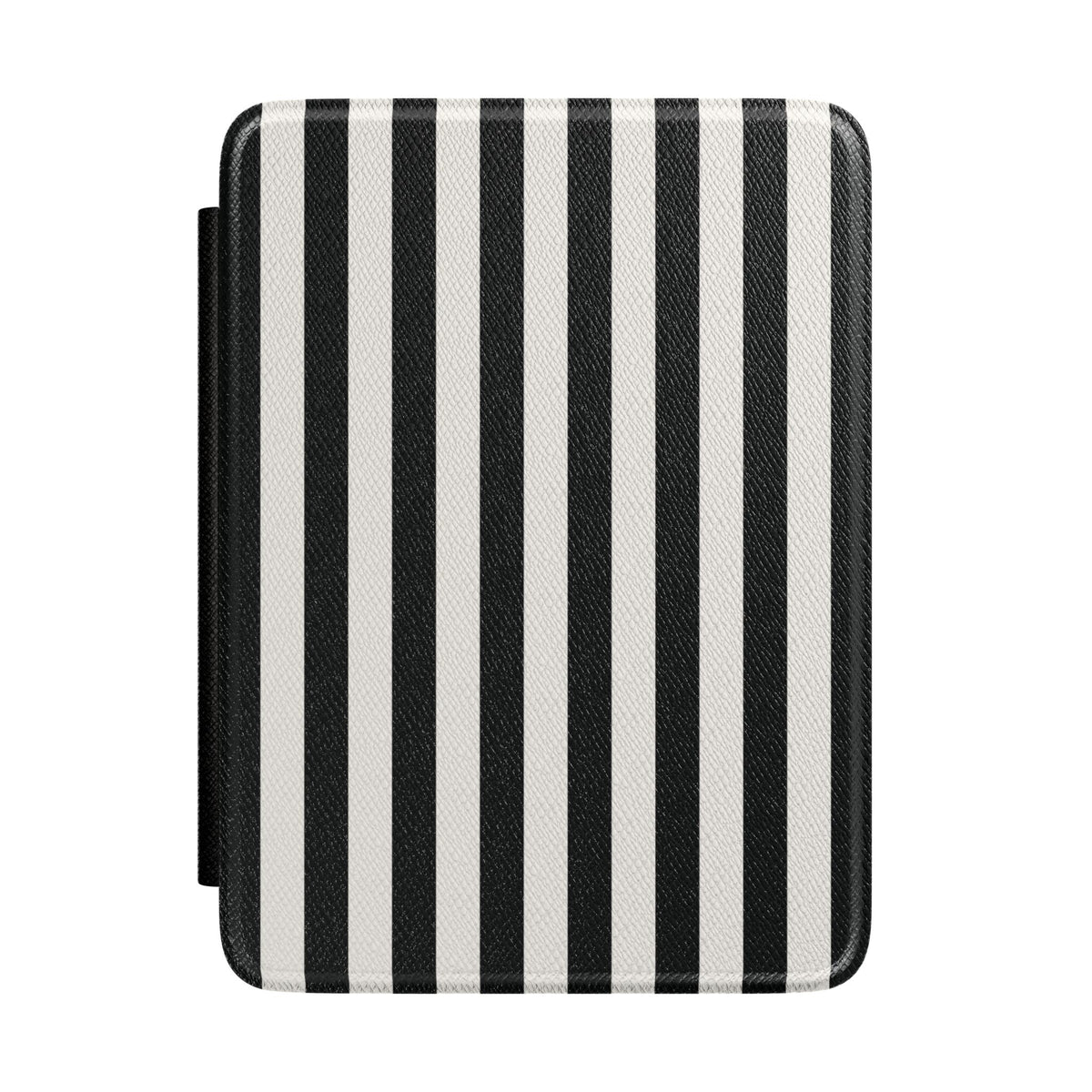 Black Cabana Stripe Kindle case front cover with bold black and cream stripes