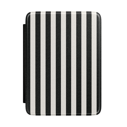 Black Cabana Stripe Kindle case front cover with bold black and cream stripes