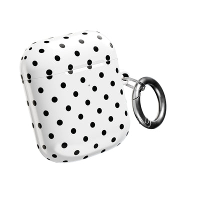 Black Polka Dot AirPods case with silver carabiner