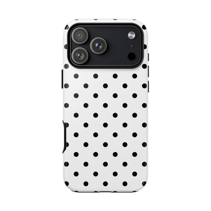 Black Polka Dot tough phone case on a second phone model