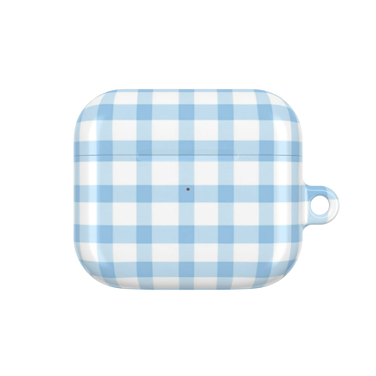 Blue gingham AirPods case front view