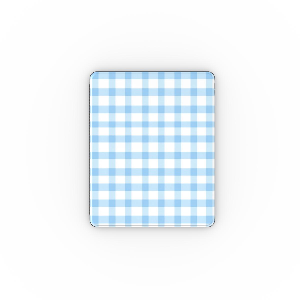 Blue gingham iPad case front cover