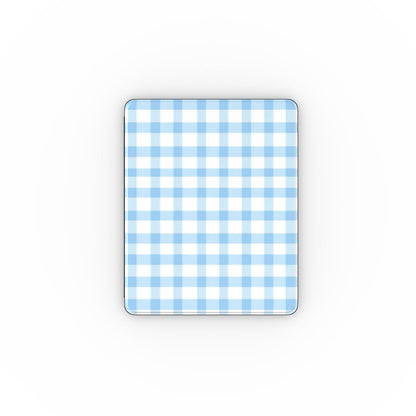 Blue gingham iPad case front cover