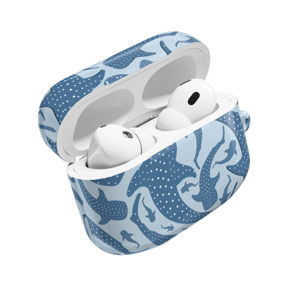 Blue whale shark AirPods case open with earbuds inside