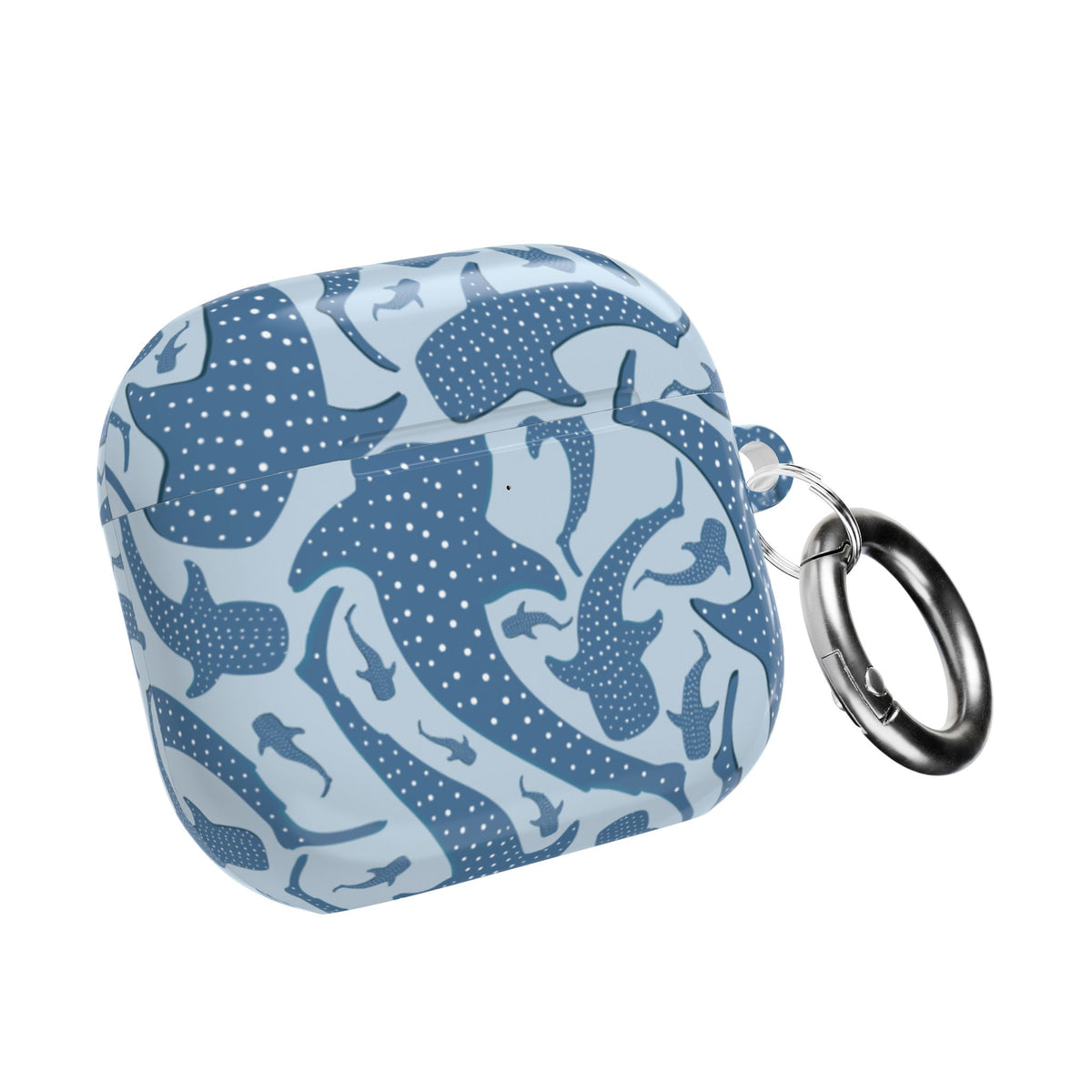 Blue whale shark AirPods case front and back detail