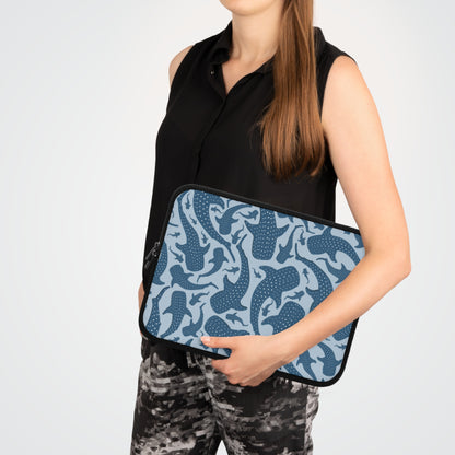 Blue Whale Shark laptop sleeve zipper detail with black trim