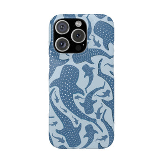 Blue Whale Shark snap phone case with a spotted ocean print