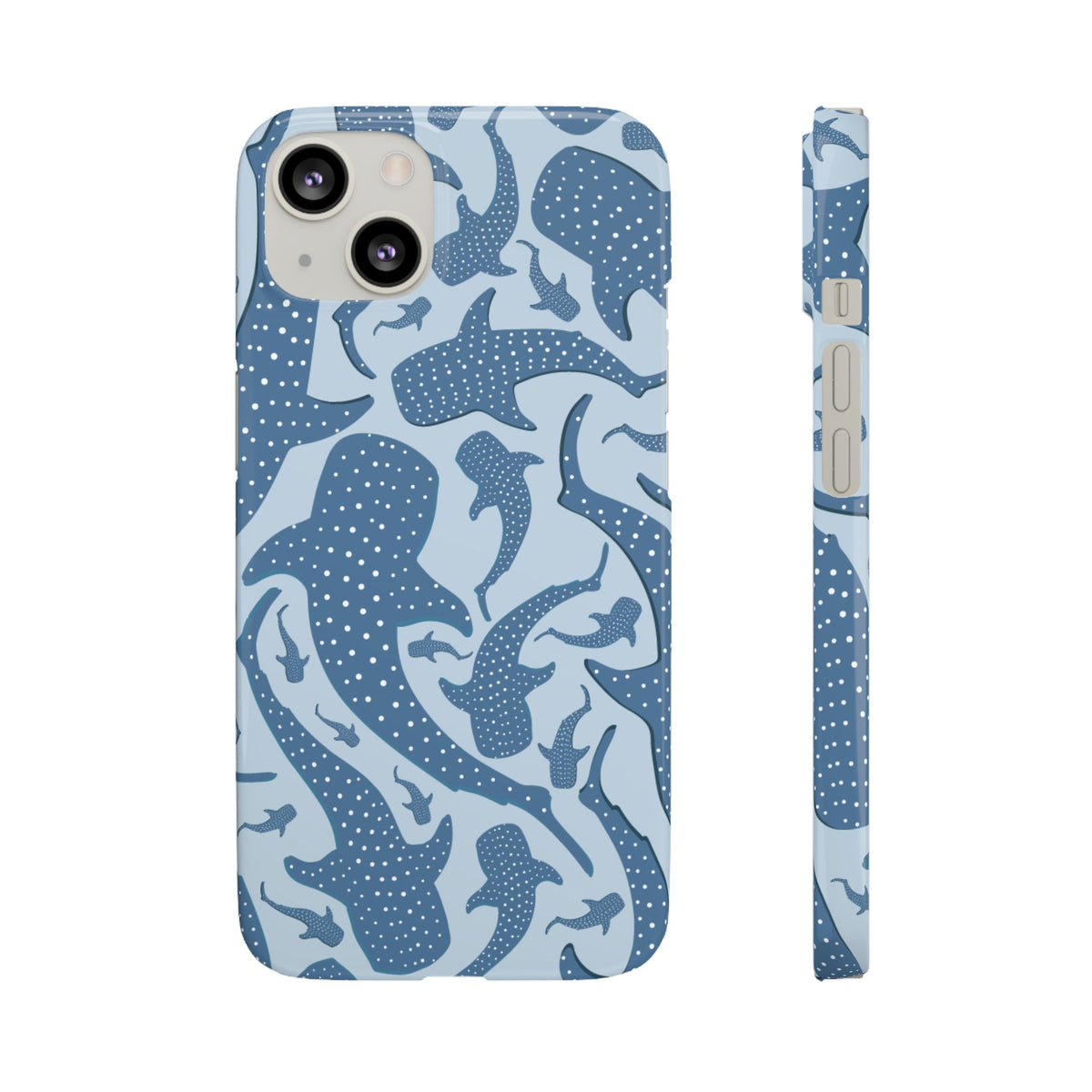 Blue Whale Shark snap phone case shown with the phone