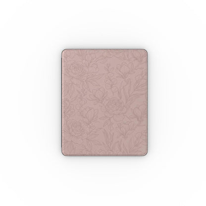 Blush Line Art Floral iPad case closed, front view of the print