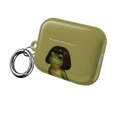Bob Cut Frog AirPods case with metal carabiner clip