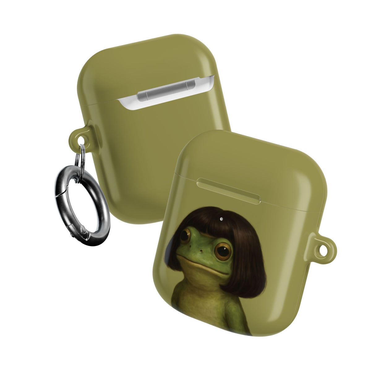 Bob Cut Frog AirPods case front and back detail