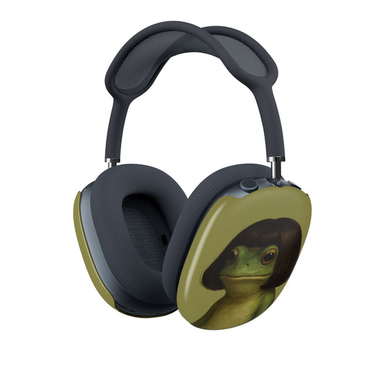 Bob Cut Frog AirPods Max case with the frog portrait across the ear cup