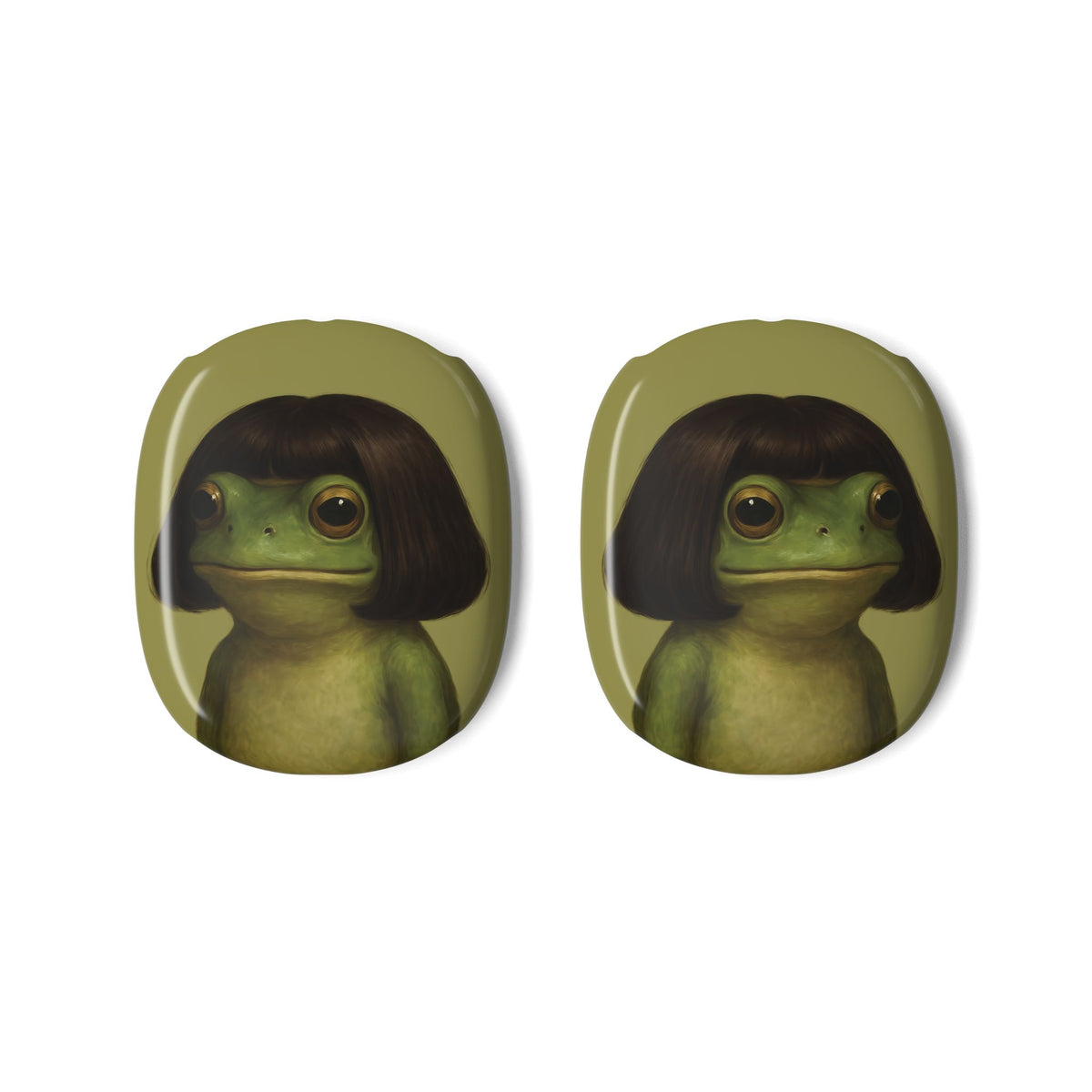 Bob Cut Frog AirPods Max case side view on the headphones