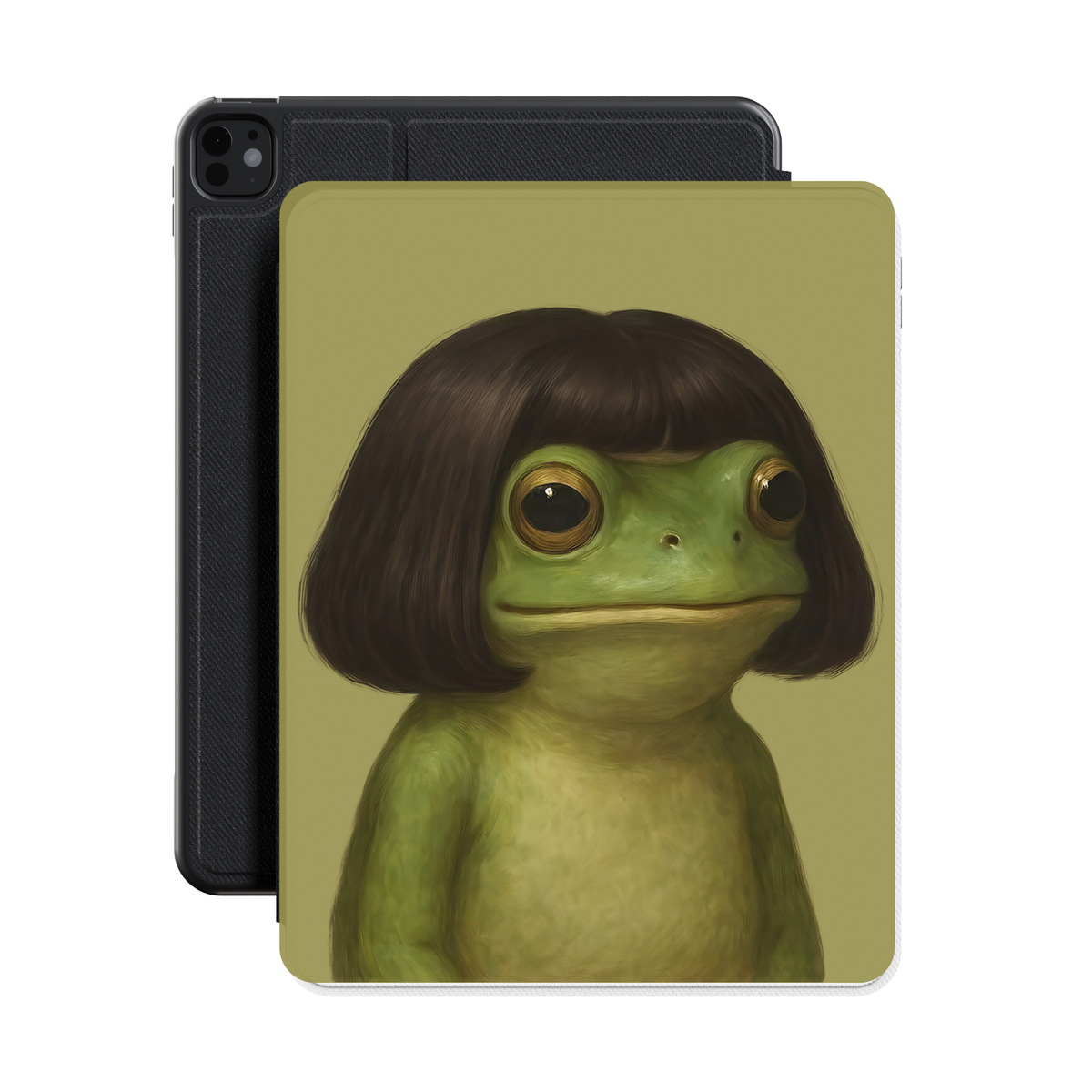 Bob Cut Frog iPad case shown with an iPad