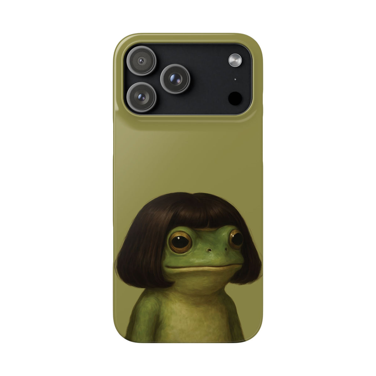 Bob Cut Frog snap phone case on a Pro model iPhone