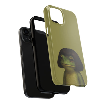 Close-up of the camera cutout on the Bob Cut Frog phone case