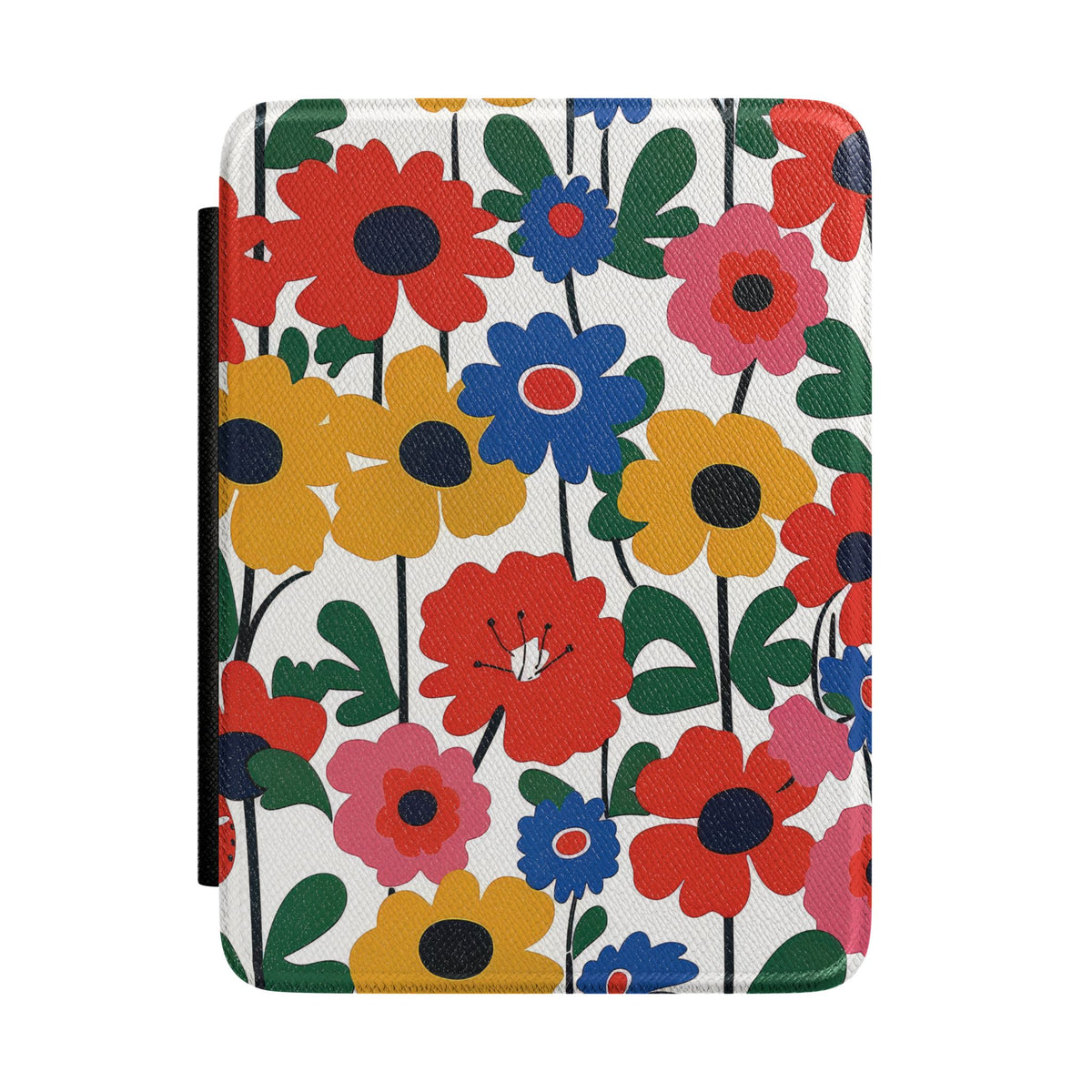 Bold Scandi Floral Kindle case front cover with oversized colorful flowers