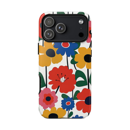 Bold Scandi Floral tough phone case on a second phone model