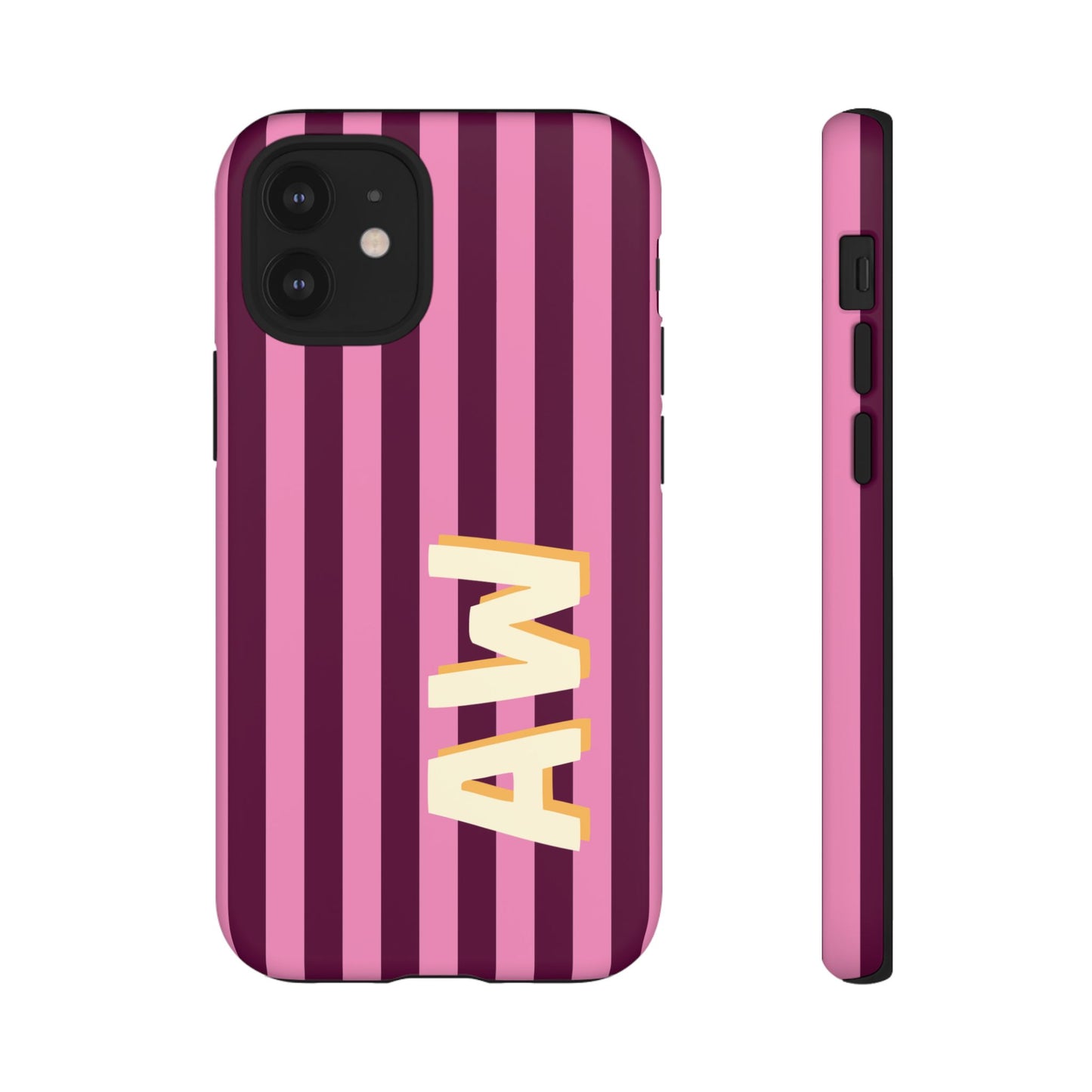 Bold Stripe monogram phone case in a glossy or matte finish