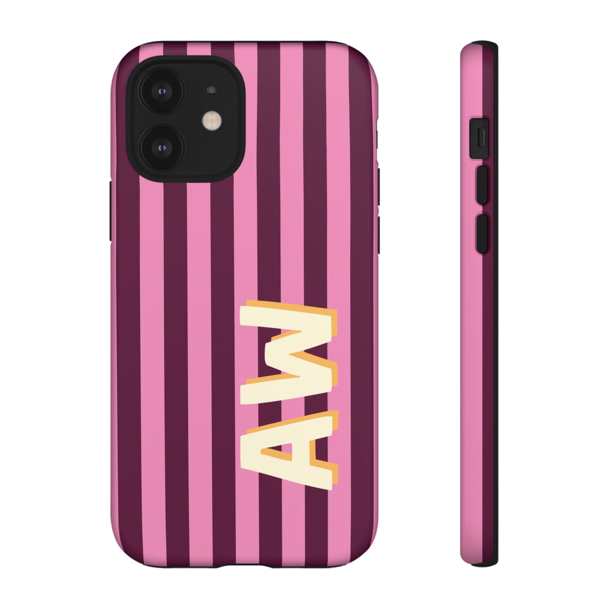 Bold Stripe personalized monogram phone case, full product image