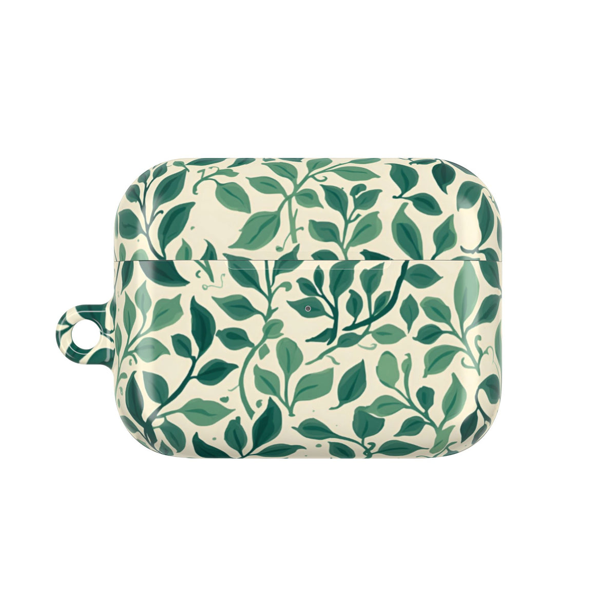 Botanical Leaf AirPods case back view with painted leaf pattern