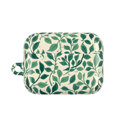 Botanical Leaf AirPods case back view with painted leaf pattern