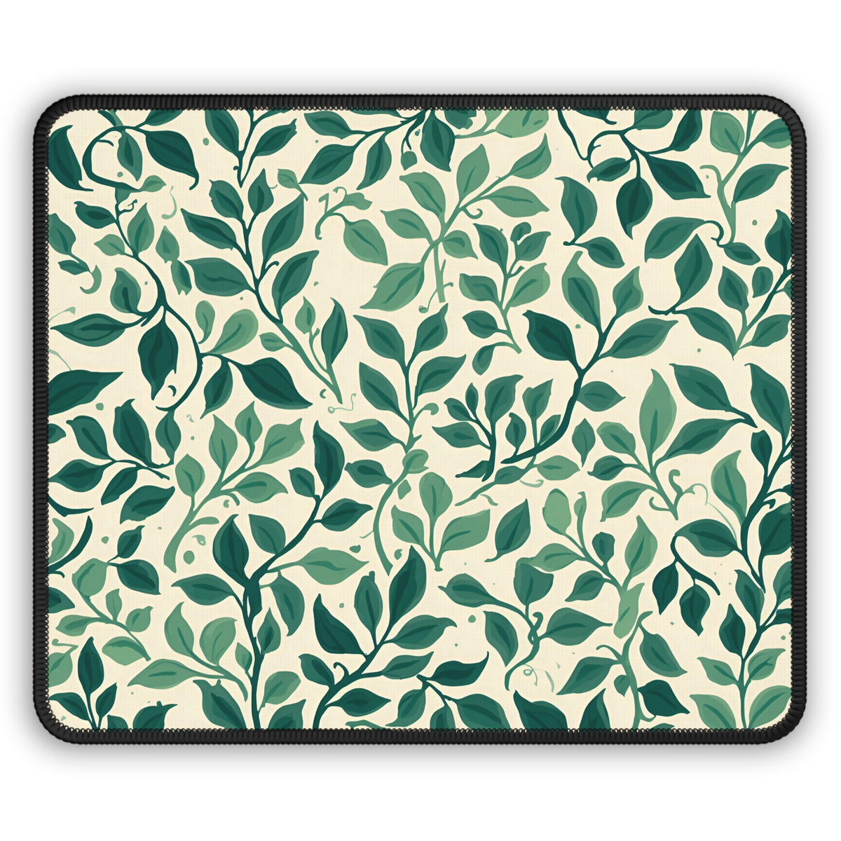 Botanical Leaf mouse mat with green vines on cream