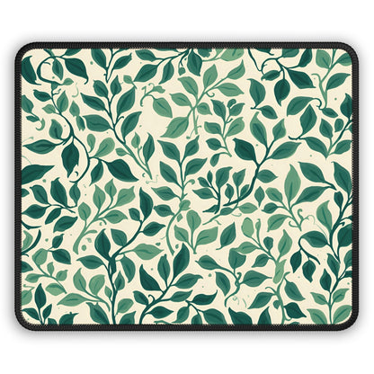 Botanical Leaf mouse mat with green vines on cream