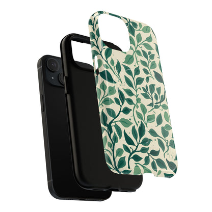 Botanical Leaf MagSafe phone case sliding onto the phone