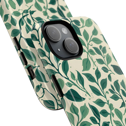Close-up of the camera cutout on the Botanical Leaf magnetic phone case